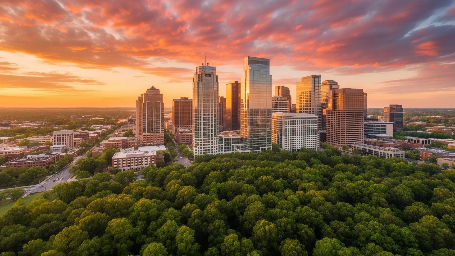 Charlotte skyline, regional orientation photograph
